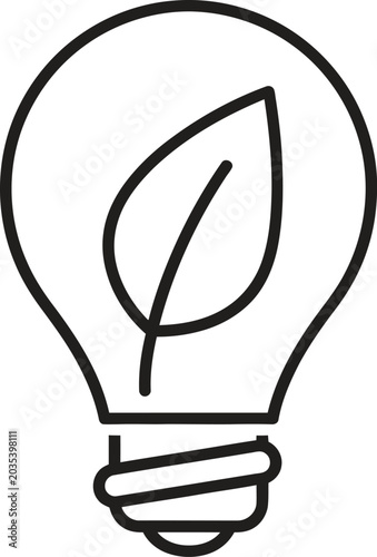 Ecological light bulb icon with leaf representing green energy solutions.