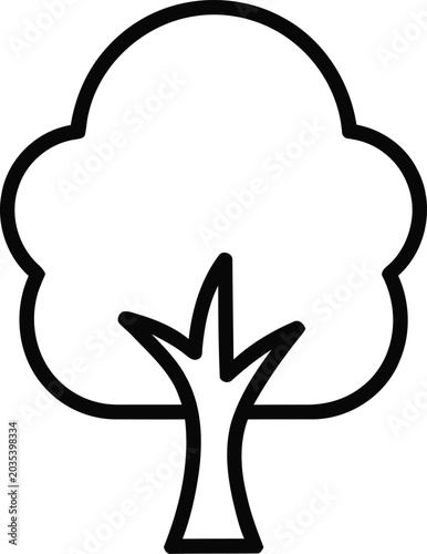 Stylized tree icon symbolizing nature and growth with clean lines on white.