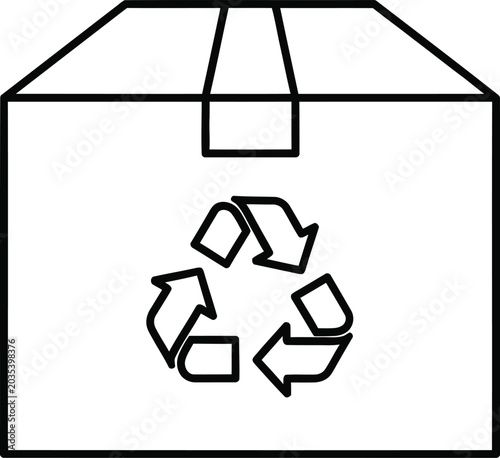 Cardboard box with recycle symbol for eco-friendly packaging and waste management.