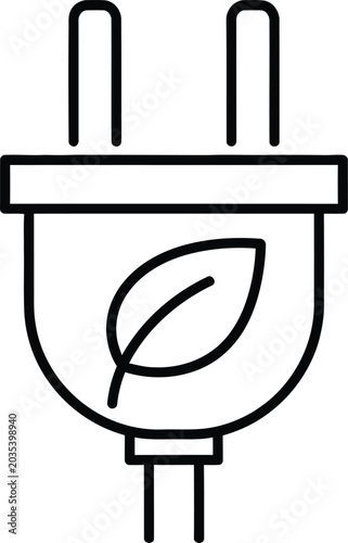 Electric plug with green leaf symbol for eco friendly power.