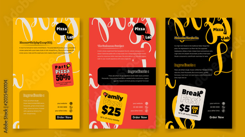 Social media template in portrait orange white background with simple typography for pizza campaign