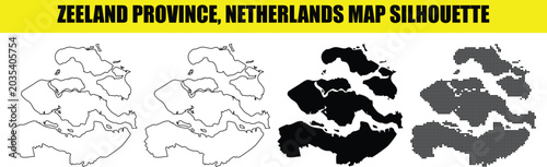 Tableau sur toile Zeeland province netherlands map silhouette, contour, solid, and dotted maps set for your design projects