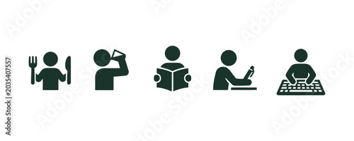 Photos Silhouette icons of people engaging in daily activities