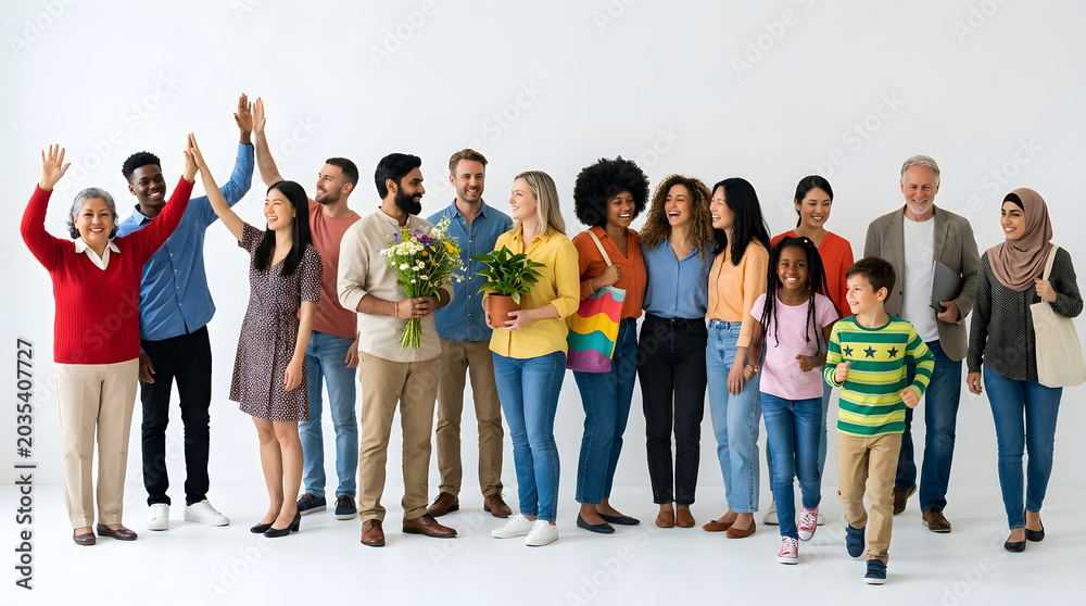 Obraz premium Diverse group of happy people standing.