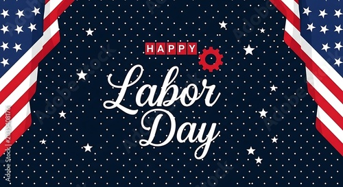 Celebratory Labor Day USA Vector Illustration with Patriotic Star Pattern and Sale Banner