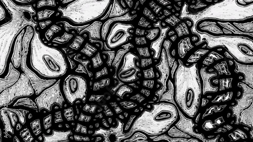 Abstract hand drawn black and white animation