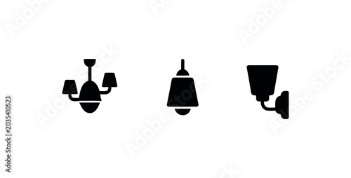 Tableau sur toile Lighting fixture silhouettes chandelier pendant and sconce vector icons set