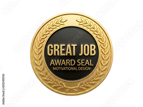 Great job award seal with laurel wreath