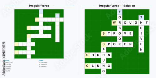 Quadro em tela English Irregular Verbs Crossword