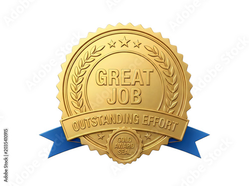 Golden great job outstanding effort award seal