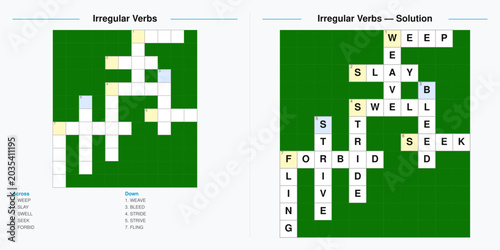 Photos Irregular Verbs Crossword Puzzle