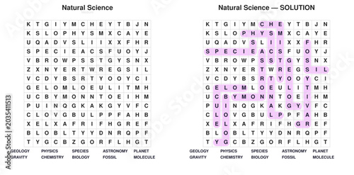 Photos Natural Science Filword puzzle
