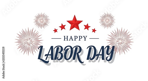 Happy Labor Day USA Celebration Text with Fireworks