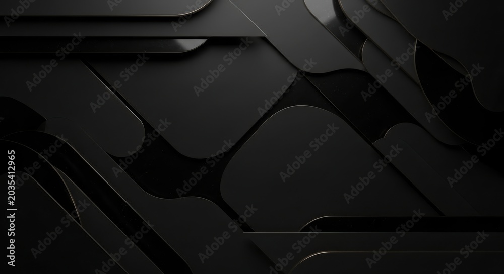 Obraz premium Black geometric shapes, abstract background, dark minimalist design, modern texture