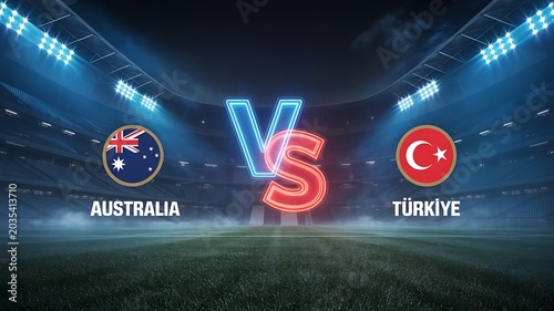 Australia vs turkiye soccer match stadium night lights