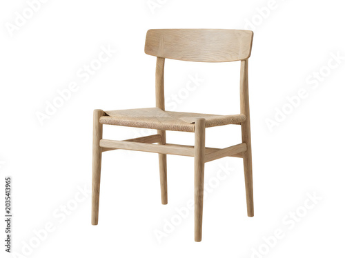 Wooden chair with woven seat