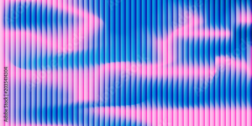 Blurred pink and blue background with vertical ribbed stripes. Glass gradient texture. Vector.
