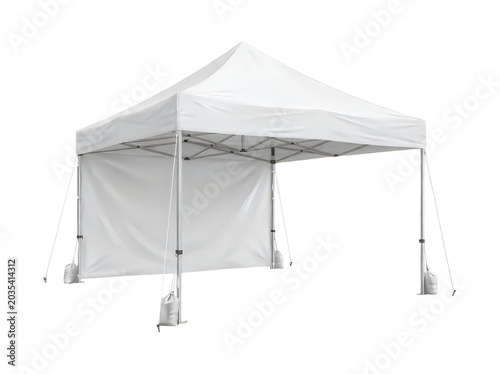 White portable canopy tent with metal frame