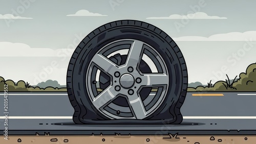 Flat Tire on the Roadside.