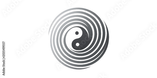 Photos Abstract yin yang spiral design element with monochromatic gradient circles for balance harmony and zen meditation themes
