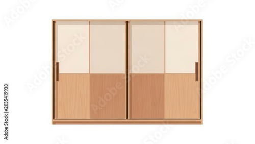 Modern Sliding Door Wardrobe with Beige and Brown Panels.