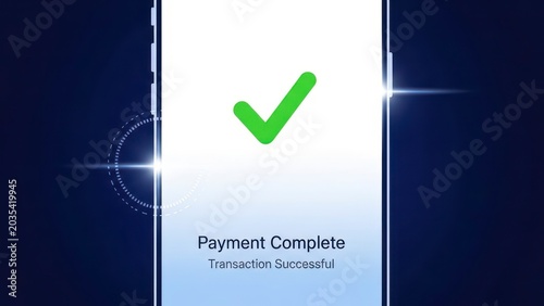 Mobile Payment Complete Transaction Successful Screen Interface.