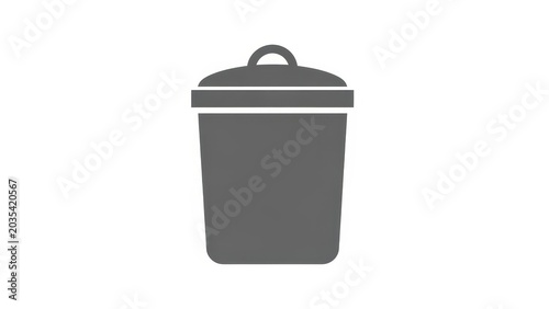Simple Gray Trash Can Icon with Lid.