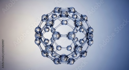 Abstract 3D Render of a Molecular Structure Fullerene Buckyball on a B