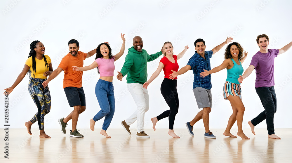 Obraz premium Group of young adults dancing together.