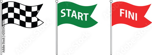Quadro su tela Racing flag icons, checkered start and finish symbols for car racing tournaments and sports event graphics