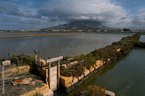 Vintage equipment at salt pans in Trapani, Sicily, Italy