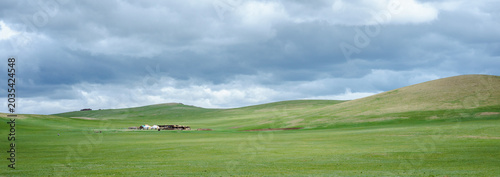Yurt in the huge Mongolian Steppe