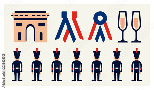 Tableau sur toile French soldiers parade with champagne glasses.