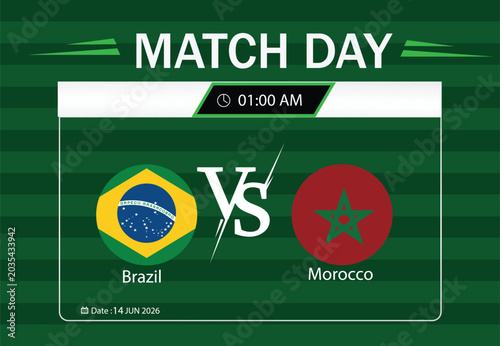 Brazil vs morocco football match day digital banner