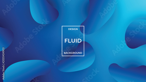 Tableau sur toile Abstract fluid shapes and gradients in blue tones with text overlay design backg