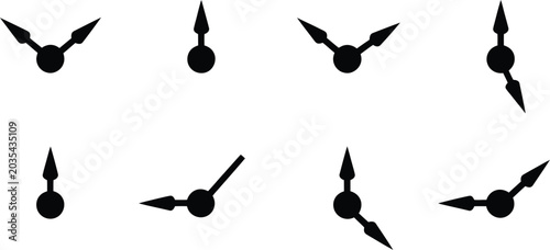 Fotografi Clock, hands icons, vector set showing different time positions for analog clock design and time management concepts