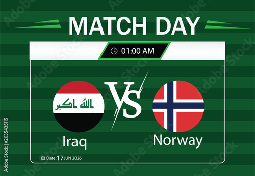 Foto Football match preview graphic for iraq vs norway game