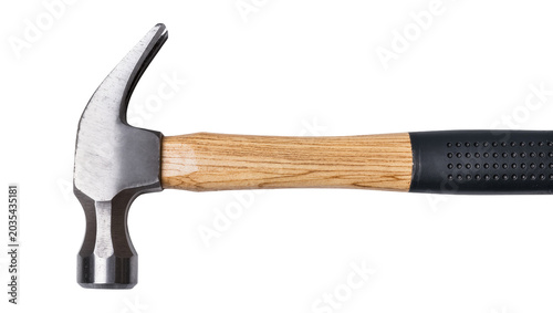 Claw hammer with wooden handle and rubber grip