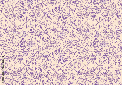 Vintage floral wallpaper design inspired by luxurious seamless damask decorative ornaments beautifully