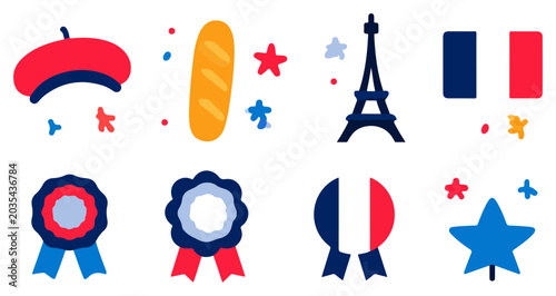 French symbols and icons collection.