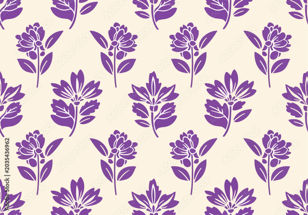 Fototapeta premium Decorative floral damask wallpaper design with seamless royal inspired ornamental details beautifully