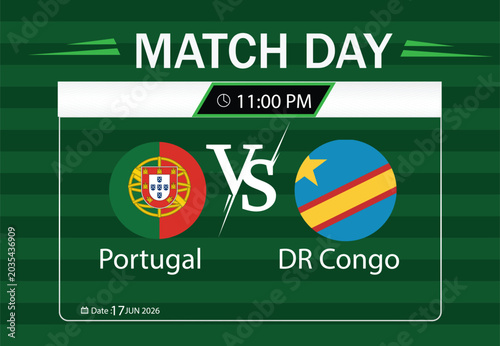 Vászonkép Portugal vs dr congo football match day banner design