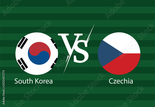 Foto South korea vs czech republic football match logo design Vector