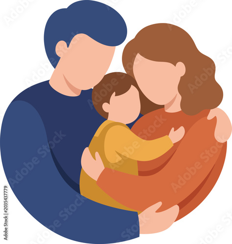 Parents' Day Celebration Graphic with Faceless Parents and Child