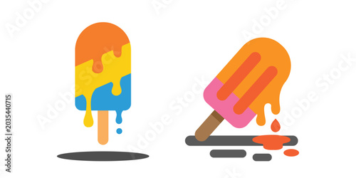Foto Colorful melting popsicle vector illustrations