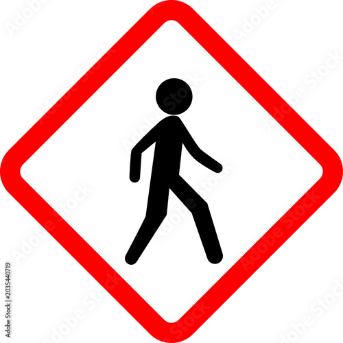 Pedestrian Crossing Sign Isolated on Transparent Background Minimalist Design
