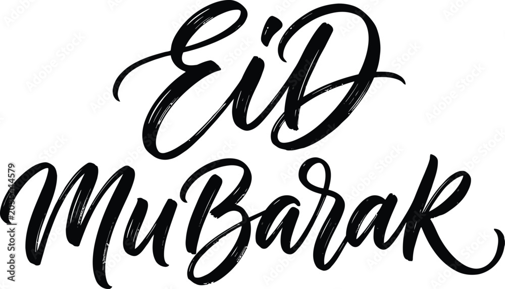 Obraz premium Eid mubarak greeting card with elegant calligraphy on white background