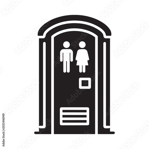Restroom icon with male and female figures black silhouette