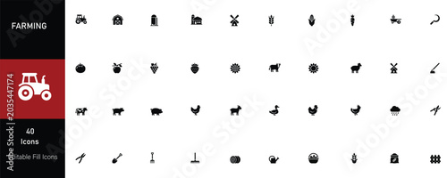 Foto Farming icons and symbols for agriculture and rural life