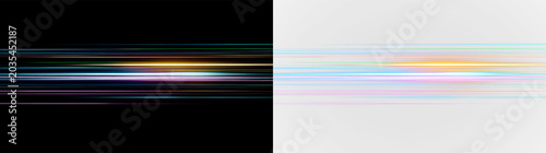 Obraz na płótnie Horizontal lines in various colors isolated on transparent and black background,